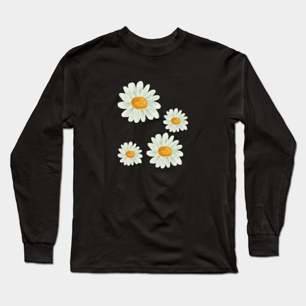 Daisies Minimalist Vintage Retro Positive Since Long Sleeve T-Shirt by Flowering Away